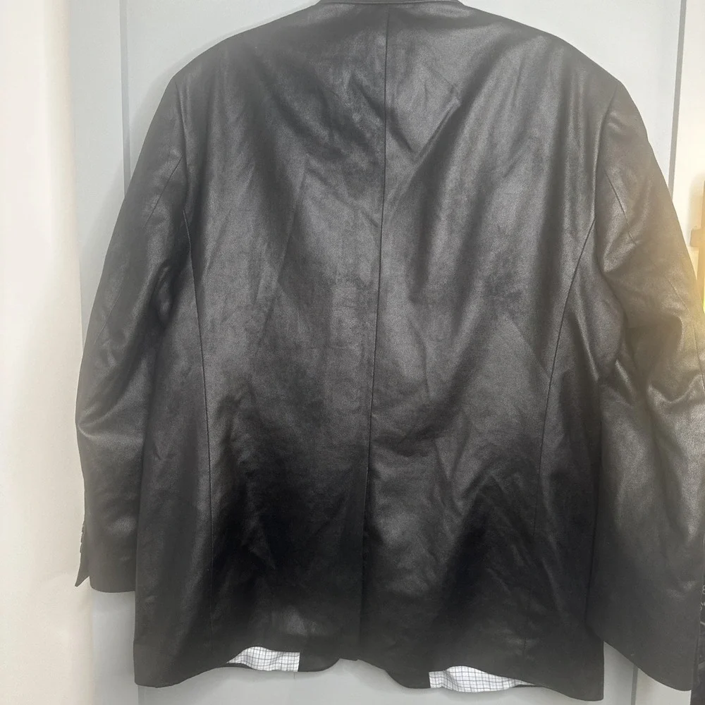 Lauren Ralph Lauren Jacket Mens 44R Black Blazer Sport Coat Faux Leather Classic